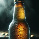 DALL·E 2023-12-23 10.44.53 - A photo showcasing the condensation effect in beer photography. The image features a close-up of a chilled beer bottle, with droplets of condensation .png